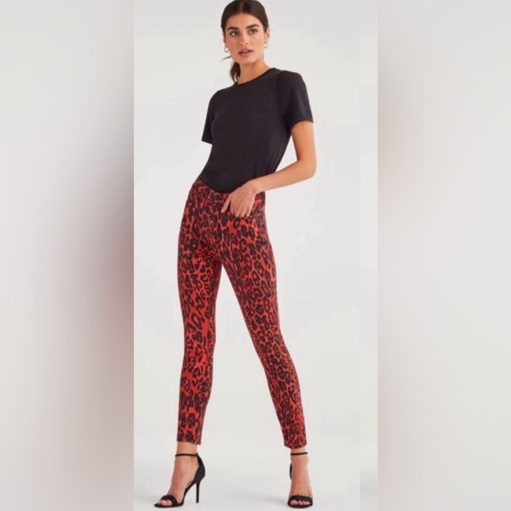 7 FOR ALL MANKIND ANIMALPRINT HIGH WAIST SKINNY JEANS